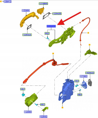 LEWA KLAMKA DRZWI BOCZNYCH TRANSIT CUSTOM 2019- 1846104 _ BK21-V224A37-AD