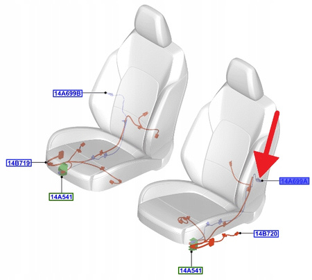 WIĄZKA SIEDZENIA KIEROWCY FORD FOCUS 2018- OE 2511552 _ JX6T-14A698-GEAG