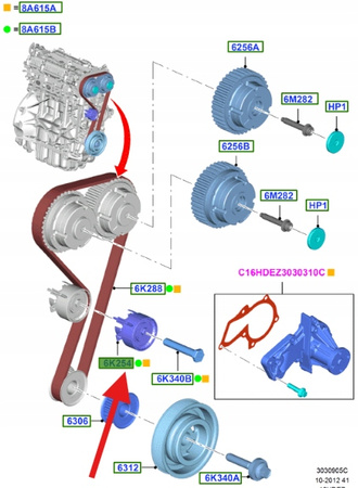NAPINACZ PASKU ROZRZĄDU 1.25 1.4 1.6 DURATEC FORD 1376164 _ 5M5G-6K254-AB
