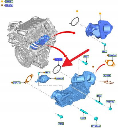 USZCZELKA KOLEKTORA DOLOTOW 1.5 TDCi FOCUS CONNECT 2444901 _ KV6Q-6C653-AA