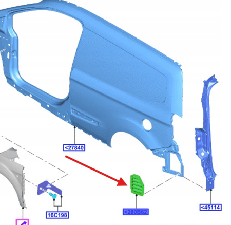 KRATKA WENTYLACYJNA PRAWA TRANSIT CONNECT COURIER 1807527 _ DT11-V280B62-AA