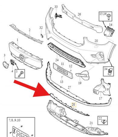 DOLNA LISTWA SPOILER ZDERZAKA PRZÓD VOLVO XC40 EX40 C40 EC40 OE 32273896
