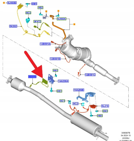 CZUJNIK TEMP KATALIZA 2.0 FORD TRANSIT CUSTOM 2021- 2527554 _ NK31-5E145-AA