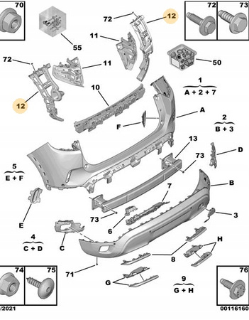 Ślizg zderzaka strona lewa Citroen OE 9817643080