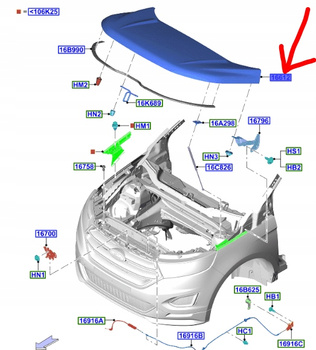 MASKA POKRYWA SILNIKA FORD EDGE Mk2 2018- OE 2627514 _ KT4B-R16612-AM