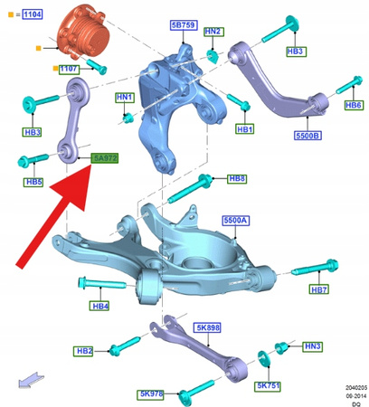 ŁĄCZNIK STABILIZATORA TYŁ L P FORD SMAX EDGE 16- 5310657 _ E1GC-5A972-AXB