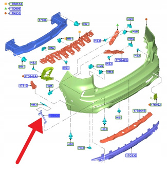 ŚLIZG MOCOWANIE ZDERZAKA PRAWY TYŁ FORD KUGA 2020- 2491144 _ LV4B-17B918-DC