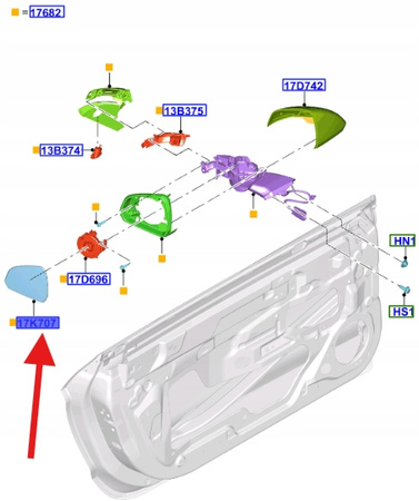 WKŁAD LUSTERKA LEWE FORD MUSTANG 2015- 2021 OE 5307571 _ FR3B-17T675-CB