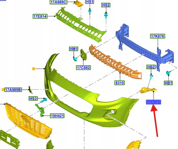 ŚLIZG ZDERZAKA LEWY PRZÓD FORD PUMA Mk2 2019- 2514048 _ L1TB-17D959-AH