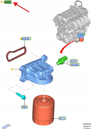 PODSTAWKA FILTRA OLEJU 2.0 2.3 EB MUSTANG MONDEO 2117138 _ FR3E-6881-GD