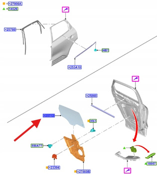 SZYBA CIEMNA DRZWI PRAWY TYŁ FORD KUGA 2020- 2685781 _ LV4B-S25712-AD