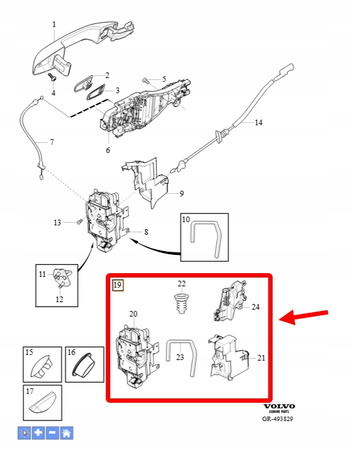 ZESTAW ZAMKA DRZWI LEWY TYŁ VOLVO XC90 2016- OEM/OE 32310878