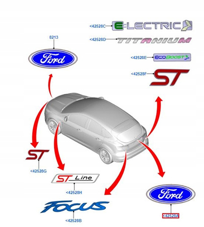 EMBLEMAT FORD FOCUS Mk3 FIESTA GALAXY S-MAX 06- 1141163 _ 2S61-A425A52-AA