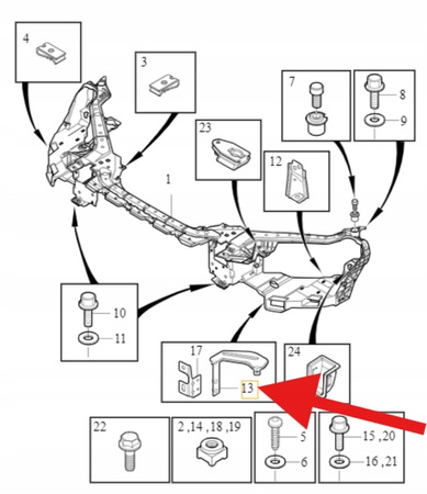 PRAWY WSPORNIK PASA WZMOCNIENIA PRZÓD VOLVO V40 2013- OE 31385068
