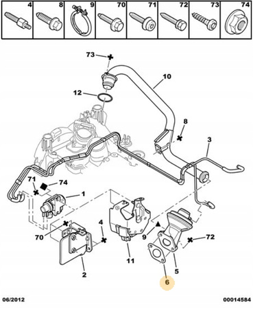 Uszczelka zaworu EGR Citroen 1.4 1.6 HDI OE 1618AW