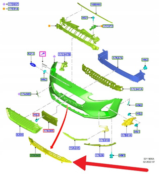 KRATKA DOLNA ZDERZAKA PRZÓD FOCUS 2018- 2022 OE 2215673 _ JX7B-17K945-A1B