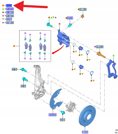 KLOCKI HAMULCOWE PRZÓD FORD RANGER Mk6 2022- OE 2586105 _ MB3C-2001-BC