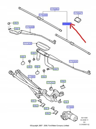 PIÓRO WYCIERACZKI PRAWY PRZÓD FORD C-MAX Mk1_1363639_3M5J-17528-AA