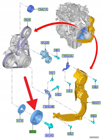 KOŁO PASOWE WAŁU KORBOWEGO 1.0 1.1 EB FIESTA ECOSPORT 1762119_ CM5G-6316-GC