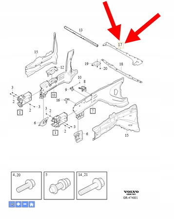BELKA WZMOCNIENIE PASA PRZÓD VOLVO XC90 2016- XC60 V90 V60 OEM/OE 32277168