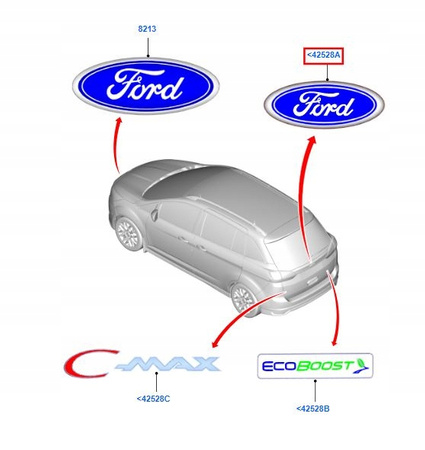 EMBLEMAT FORD FOCUS Mk2 08-11/C-MAX Mk2/B-MAX_1532603_8U5A-19H250-CA