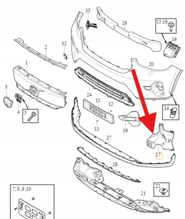 MOCOWANIE ŚLIZG ZDERZAKA LEWY PRZÓD VOLVO XC40 EX40 C40 2023- OE 32136092