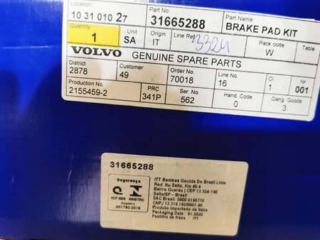 KLOCKI HAMULCOWE PRZÓD VOLVO XC90 II 16- XC60 II OE 32373186