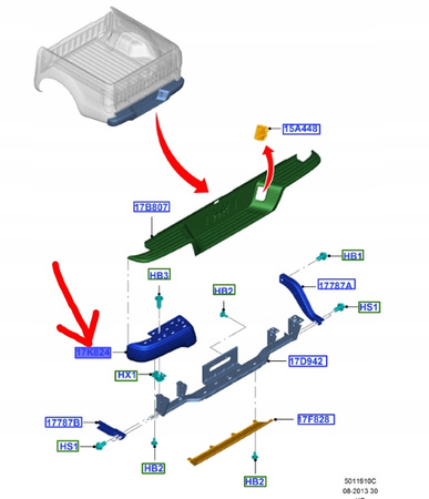 NAROŻNIK ZDERZAKA TYŁ LH FORD RANGER Mk5_1738603_AB39-17K825-AB5BJ9