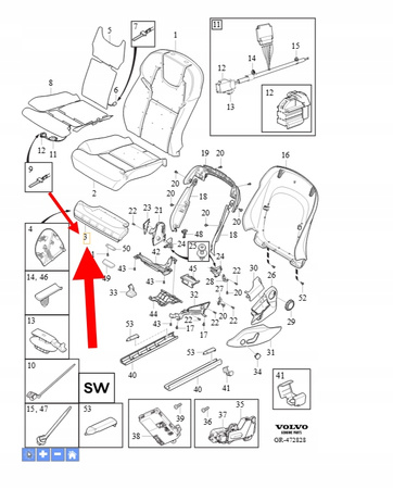 TAPICERKA SIEDZISKA FOTELA PRZÓD VOLVO XC90 2016- XC60 S90 OEM/OE 31467299
