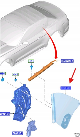 SZYBA TYLNA LEWA FORD MUSTANG CABRIOLET 2015- OE 2319189 _ FR3B-7629865-AM