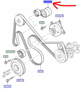 NAPINACZ PASKA KLINOWEGO 2.4D FORD TRANSIT 2000-14 _ 1755162 _ YC1E-6A228-AG
