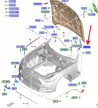 ZAWIAS MASKI LEWY FORD MUSTANG MK6 2015- 2017 1910980 _ GR3B-16801-AD