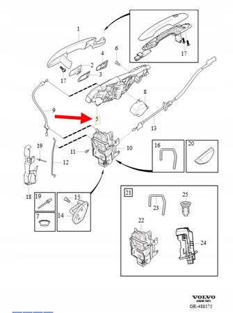 WSPORNIK KLAMKI DRZWI PRAWY VOLVO XC90 2016- OEM/OE 31378254