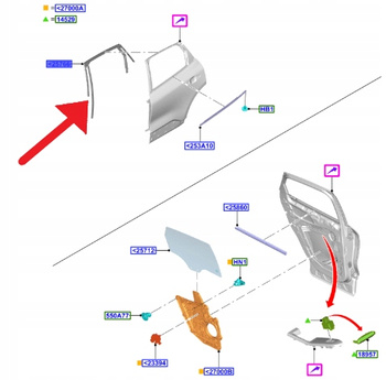 USZCZELKA SZYBY DRZWI LEWY TYŁ FORD KUGA 2020- 2636528 _ LV4B-S25825-CE