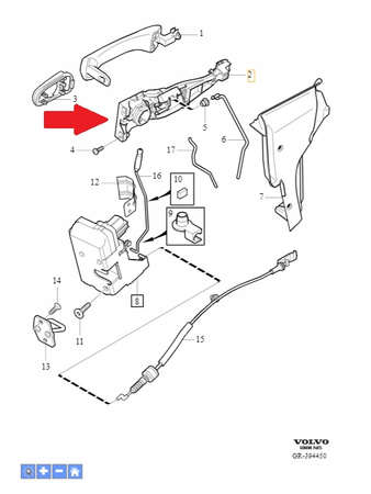 MECHANIZM KLAMKI DRZWI LEWY PRZÓD VOLVO XC90 2003- OE 31253175