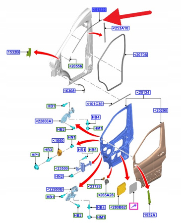 USZCZELKA DRZWI PRAWY PRZÓD FORD TRANSIT 2014- OE 2622098 _ KK31-V51400-FA