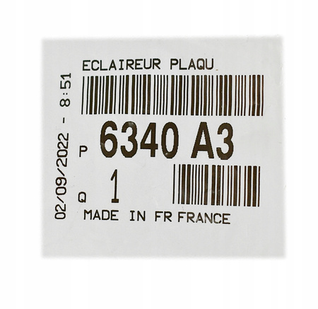 LAMPKA OŚWIETLENIA TABLICY REJESTRACYJNEJ CITROEN C3 C4 C5 SAXO OE 6340A3