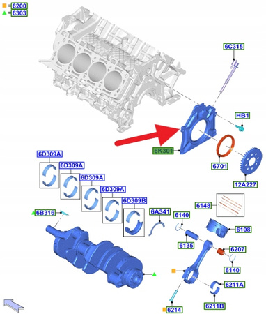 USZCZELNIACZ WAŁU KORBOWEGO 5.0 V8 FORD MUSTANG 17- 2115806 _ JR3E-6K318-AB