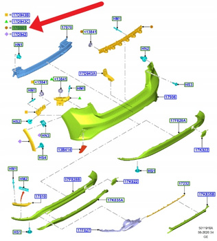 ABSORBER ZDERZAKA TYŁ FOCUS MK4 HATCHBACK 2018- 2201284 _ JX7B-17B861-A1B