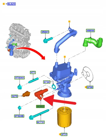 ZAWÓR CIŚNIENIA OLEJU 2.0 TDCi FORD EDGE KUGA 14- OE 2186677 _ DS7Q-6846-AA