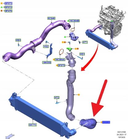 PRZEWÓD CHŁODNICY POWIETRZA FORD KUGA CONNECT 18- 2584513 _ KV61-6K863-BA
