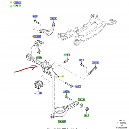 WAHACZ WZDŁUŻNY TYLNY LEWY FORD MONDEO Mk4 07-14_1858874_6G91-5A969-FAJ