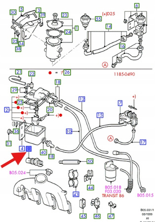 ŚWIECA PŁOMIENIOWA 2.5D TRANSIT 1986- 2000 OE 6748697 _ 92VB-9N424-BA