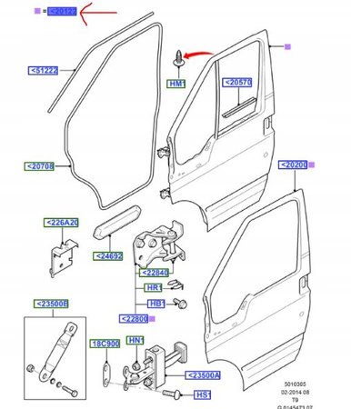 DRZWI PRZEDNIE FORD TRANSIT MK6 2006-2014 ZAWIASY_1508409_6C16-V20122-BG