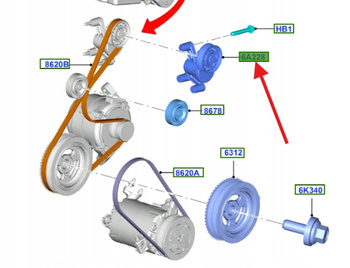 NAPINACZ PASKA WIELOROWKOWEGO FORD FOCUS 2.0 2.3 EB 2046911 _ CV6E-6A228-BB