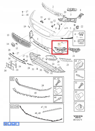 MOCOWANIE WSPORNIK PRAWY HALOGENU VOLVO V90 S90 2017- OE 31425141