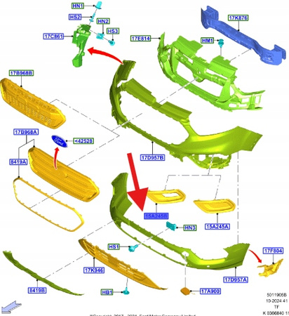 RAMKA HALOGENU LEWA TRANSIT CUSTOM 2018- 19 OE 2260371 _ JK21-R19953-CE5YZ9