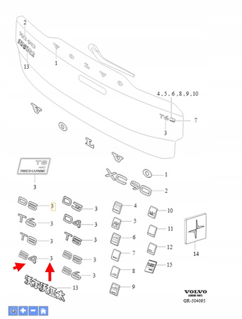 EMBLEMAT B4 KLAPY TYŁ VOLVO XC90 2016- XC60 XC40 S60 V90 V60 OEM 32274133