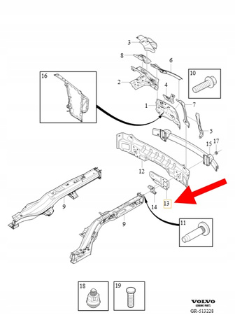 OKULAR PODŁUŻNICY TYLNY PRAWY VOLVO XC90 2016- OEM/OE 31424996