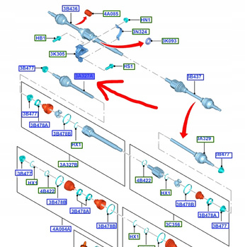 WAŁEK PÓŁOSI PRAWA FORD C-MAX FOCUS 2011-_ F1F6-3A327-GC _ 2557557
